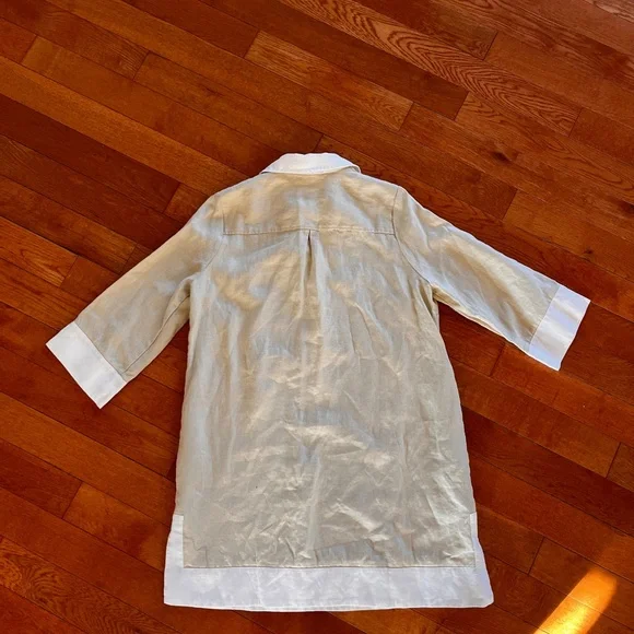 Tuckernuck 100% Linen mini collared dress in Natural Beige - Picture 8 of 10